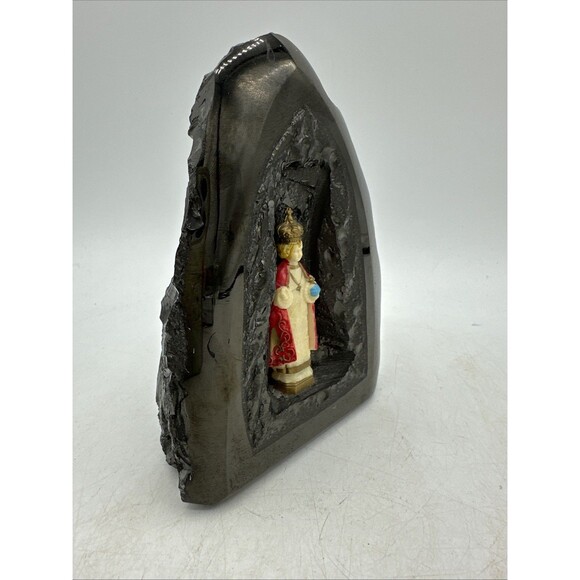 Infant Of Prague Coal Sculpture PA Pennsylvania Vintage 5.25” - Picture 10 of 15